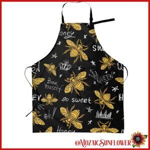 New With Tag Adjustable Apron Black Waterproof Oxford Cloth Honey Sweet Bees
